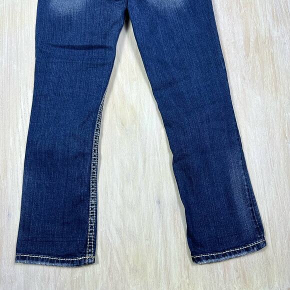 Silver Suki Capri Dark Wash Mid Rise Cropped Blue Everyday Casual Denim Jeans 27 - Picture 9 of 15